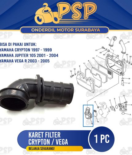 Karet Filter Crypton - Rubber Seat Saringan Screen Udara Hawa CVT Join Joint Karburator Vega Jupiter