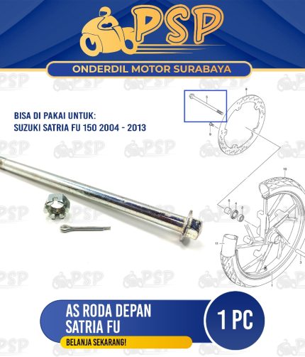 As Roda Depan Satria FU - As Tromol Fork Forek Depan + Mur Suzuki Satria FU 150 Karbu