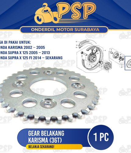 Ger Belakang Karisma 36T - Gear Gir Gigi Belakang Type 420 Honda Supra X 125 KPH Supra X 125 FI K41