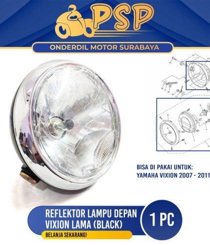 Reflektor Lampu Depan Vixion Lama Assy (Black) - Headlamp Batok Komplit Yamaha Vixion Old 3C1 2008
