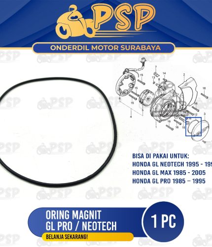 Oring Magnit Neotech Bulat (1 PC) - O Ring Karet Seal Tutup Magnet Honda GL Pro 1985 GL Max 1990