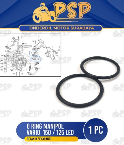 Oring Manipol Vario 125 (Set Isi 2) - O Ring Karet Seal Sil Intake Manifold Honda ADV Beat FI PCX