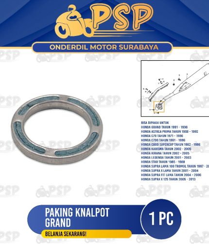 Paking Knalpot Grand - Packing Asbes Gasket Exh Pipe Kenalpot Knalpot Honda C 70 700 C800 Supercub
