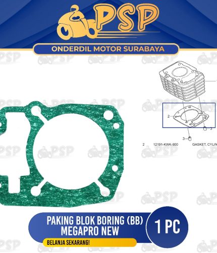 Paking Blok Boring Bawah Megapro New Monoskok - Packing Peking Gasket Cylinder Silinder Block Seher