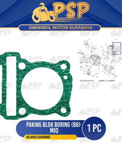 Paking Blok Boring Bawah Mio - Packing Peking Gasket Cylinder Silinder Block Seher Seker Buring